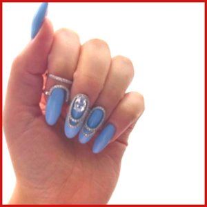 3/$15 BUNDLE Crystal Nail/Finger Tip Ring Gold and White Crystal Semi Adjustable